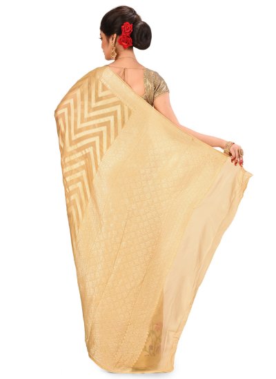 Banarasi Silk Weaving Beige Traditional Saree