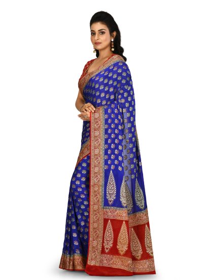 Banarasi Silk Weaving Blue Designer Saree