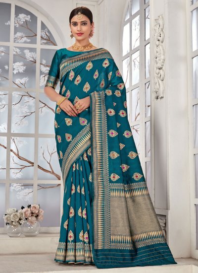 Banarasi Silk Weaving Classic Saree in Teal