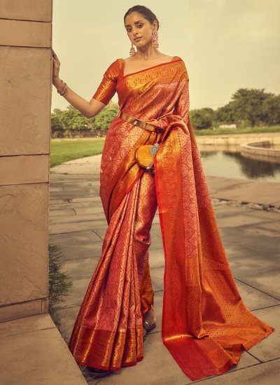 Red Designer Silk Sarees for Wedding Reception with Price| New Bridal Silk  Sare 2022