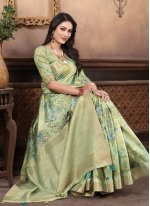 Banarasi Silk Weaving Contemporary Style Saree in Green