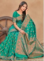 Banarasi Silk Weaving Green Classic Saree