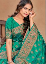 Banarasi Silk Weaving Green Classic Saree
