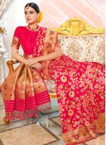 Banarasi Silk Weaving Hot Pink Designer Traditional Saree