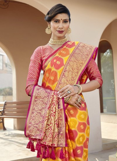 
                            Banarasi Silk Weaving Multi Colour Designer Traditional Saree