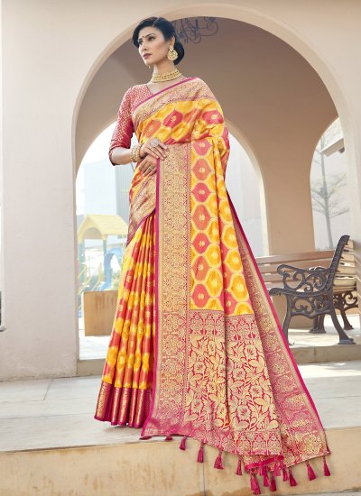 Banarasi Silk Weaving Multi Colour Designer Traditional Saree