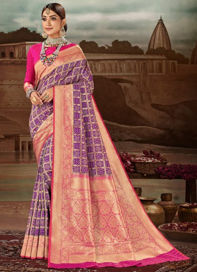 Banarasi Silk Weaving Purple Traditional Designer Saree