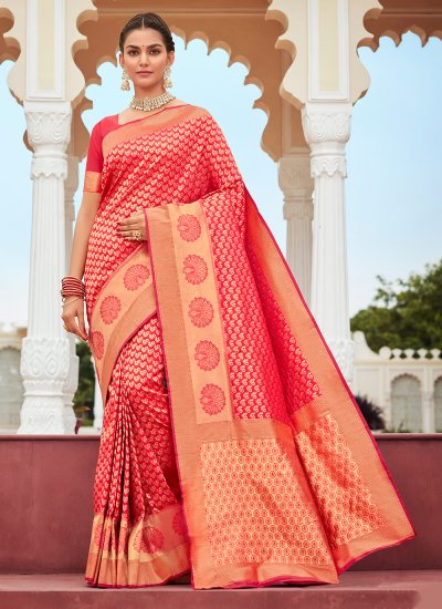 Banarasi Silk Weaving Rani Designer Traditional Saree