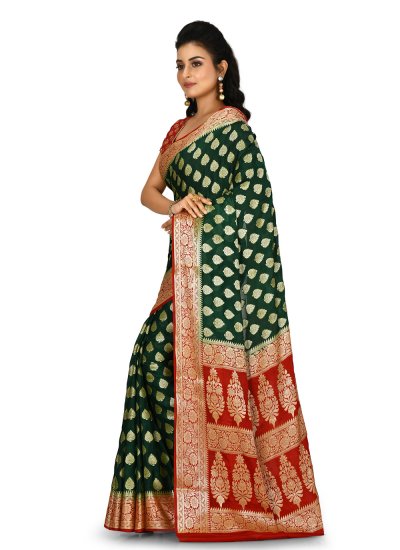 
                            Banarasi Silk Weaving Sea Green Traditional Saree