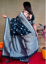 Banarasi Silk Weaving Teal Traditional Designer Saree
