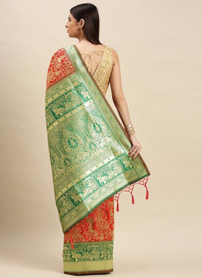 Banarasi Silk Weaving Traditional Designer Saree in Peach
