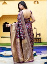 Banarasi Silk Weaving Traditional Designer Saree in Purple