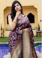 Banarasi Silk Weaving Traditional Designer Saree in Purple