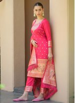 Banarasi Silk Woven Red Designer Salwar Suit
