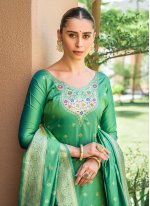 Banarasi Silk Zari Trendy Suit in Green
