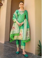 Banarasi Silk Zari Trendy Suit in Green