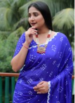 Bandhej Silk Contemporary Saree in Blue