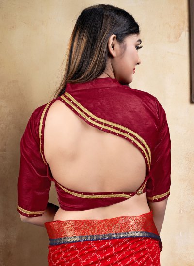 Banglori Silk Embroidered Designer Blouse in Red