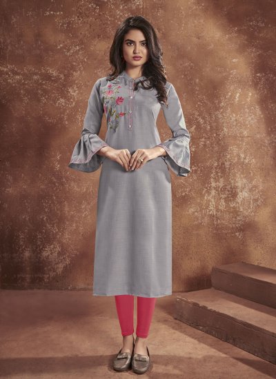 Baronial Embroidered Cotton Party Wear Kurti