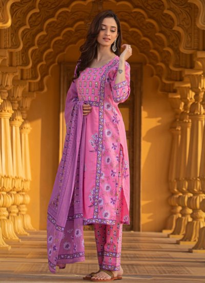 Baronial Pink and Purple Mehndi Designer Kurti