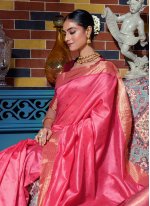 Baronial Silk Pink and Rani Traditional Saree