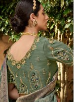 Baronial Silk Resham Green Designer Traditional Saree