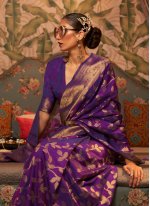 Baronial Weaving Purple Nylon Classic Saree