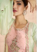 Beauteous Embroidered Pink Readymade Salwar Suit 