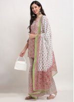 Beauteous Printed Cotton Multi Colour Straight Salwar Kameez