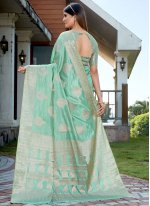 Beauteous Sea Green Party Traditional Saree