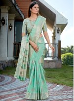 Beauteous Sea Green Party Traditional Saree