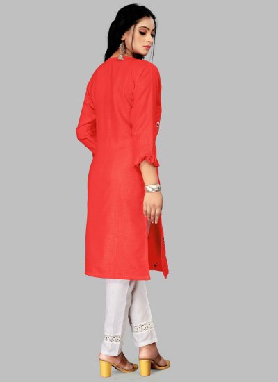 
                            Beckoning Embroidered Blended Cotton Party Wear Kurti