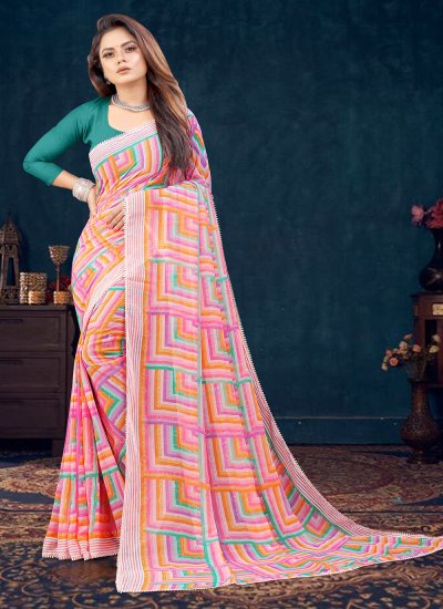 Beckoning Georgette Printed Classic Saree