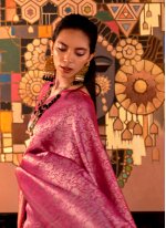 Beckoning Pink Weaving Nylon Designer Saree