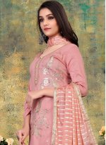 Bedazzling Cotton Pink Pant Style Suit
