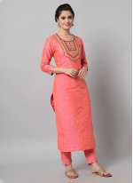 Bedazzling Magenta Dupion Silk Trendy Salwar Kameez