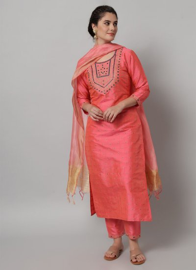 Bedazzling Magenta Dupion Silk Trendy Salwar Kameez