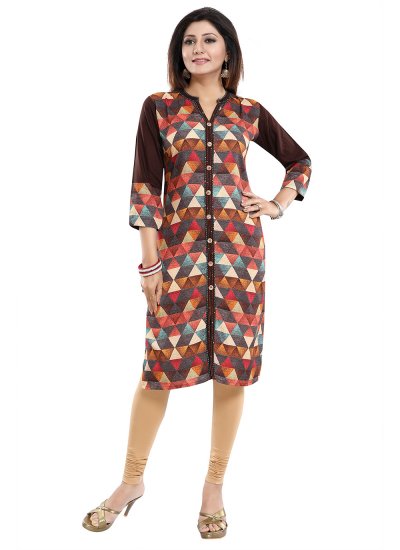 Bedazzling Printed Engagement Casual Kurti
