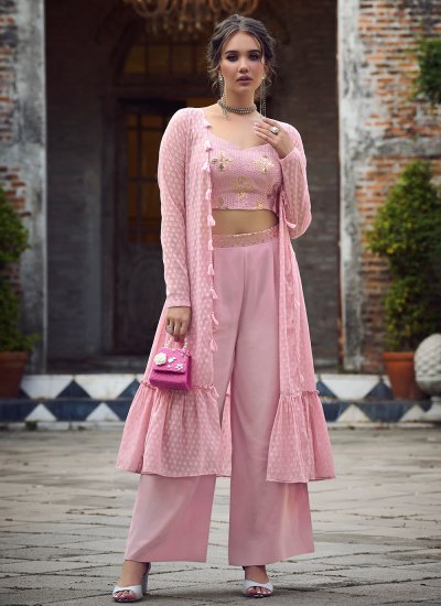 Bedazzling Rose Pink Engagement Designer Salwar Kameez