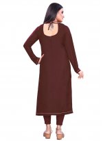Bedazzling Silk Brown Straight Salwar Suit