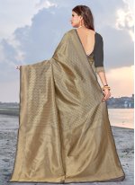 Beige and Black Casual Traditional Saree