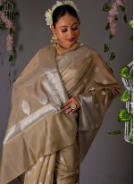 Beige Banarasi Silk Designer Traditional Saree