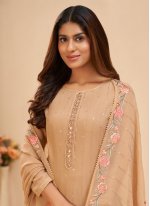 Beige Georgette Embroidered Palazzo Salwar Suit