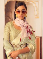 Beige Satin Silk Wedding Trendy Saree