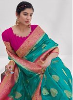 Best Silk Turquoise Traditional Saree