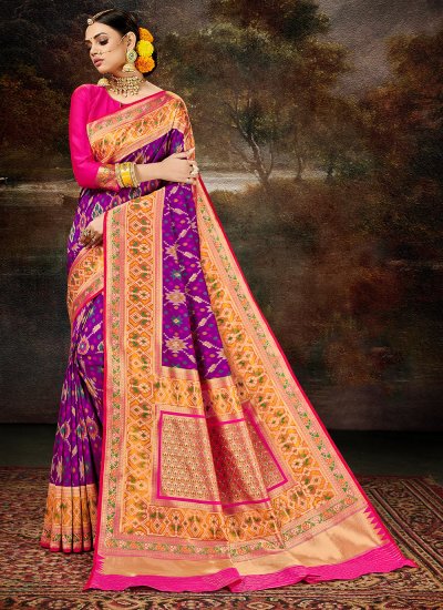Best Weaving Banarasi Silk Purple Silk Saree
