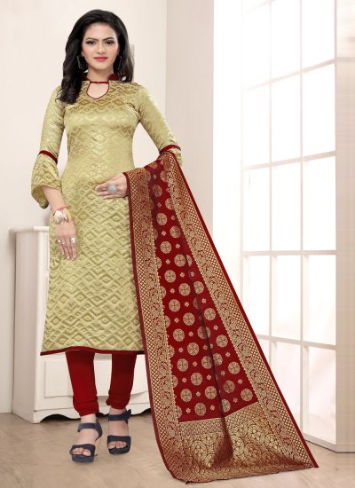 Buy Rani Pink Zariwork Banarasi Unstitched Salwar Suit - Koskii