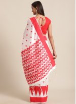 Bhagalpuri Silk Woven Red and White Traditional Saree