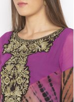 Black and Purple Embroidered Georgette Party Wear Kurti