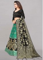 Black and Rama Jacquard Work Banarasi Silk Trendy Lehenga Choli
